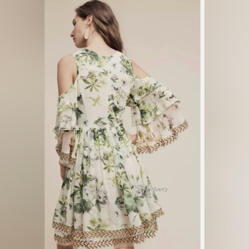 Anthropologie Petra Ruffled Open-Shoulder Dress by Varun Bahl - Picture 2 of 7